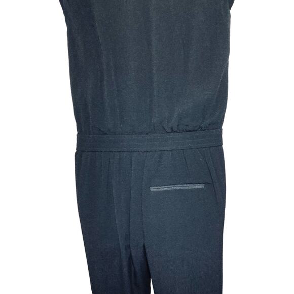 J.Crew Black Sleeveless Jumpsuit Angled Asymmetrical Front Zipper Jogger Size 2P - Picture 10 of 16